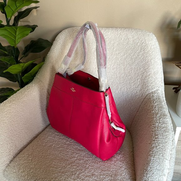 Coach Lexy Shoulder Bag Bright Pink PEBBLE LEATHER NWT - Picture 2 of 14